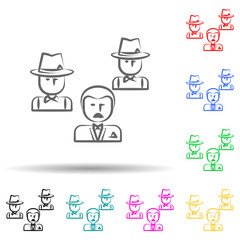 Gang, criminal, godfather, mafia multi color set icon. Simple thin line, outline vector of mafia icons for ui and ux, website or mobile application