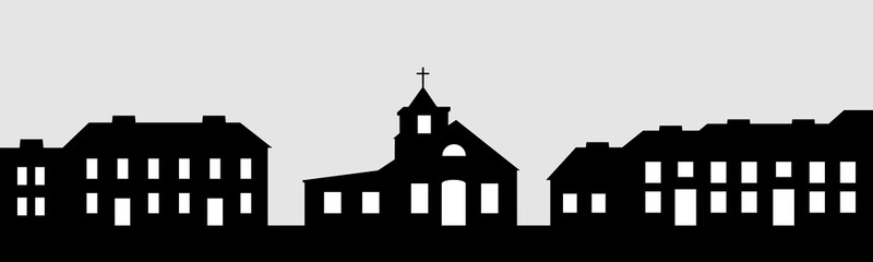 Vector illustration the silhouette of the town.