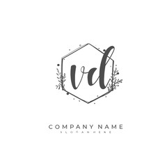 Handwritten initial letter V D VD for identity and logo. Vector logo template with handwriting and signature style.