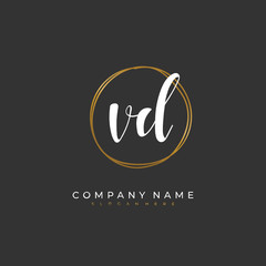 Handwritten initial letter V D VD for identity and logo. Vector logo template with handwriting and signature style.