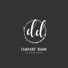Handwritten initial letter D DD for identity and logo. Vector logo template with handwriting and signature style.