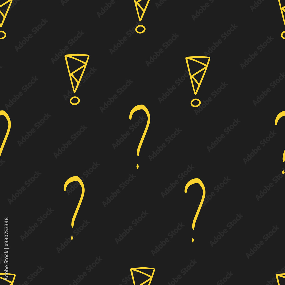 Fototapete question marks and exclamation mark seamless pattern. vector sketch question marks and exclamation m