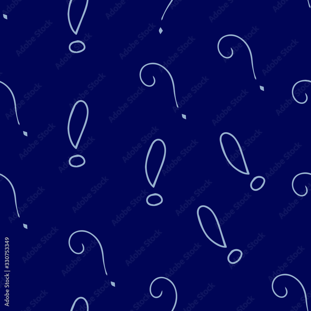 Fototapete question marks and exclamation mark seamless pattern. vector sketch question marks and exclamation m