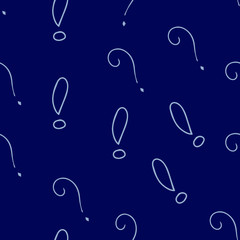Question marks and exclamation mark seamless pattern. Vector sketch question marks and exclamation mark background