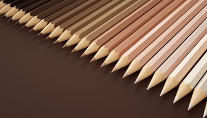 Makeup pencils with brown tones. Dark background.