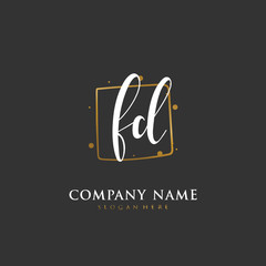Handwritten initial letter F D FD for identity and logo. Vector logo template with handwriting and signature style.