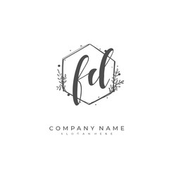 Handwritten initial letter F D FD for identity and logo. Vector logo template with handwriting and signature style.
