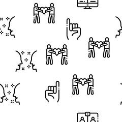 Friendship Relation Seamless Pattern Vector Thin Line. Illustrations