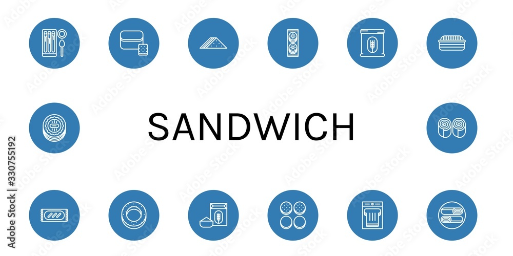 Sticker sandwich simple icons set