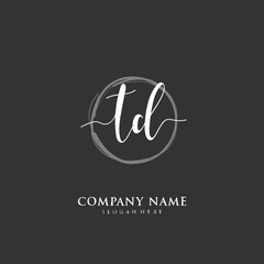 Handwritten initial letter T D TD for identity and logo. Vector logo template with handwriting and signature style.