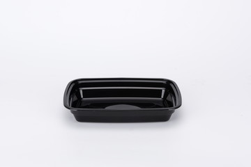 Black recyclable take out box on white background