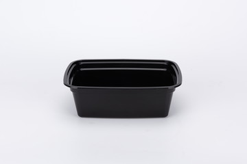 Black recyclable take out box on white background