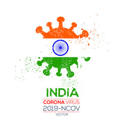 India flag with corona virus Symbol, (2019-nCoV), vector illustration.