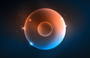 Neon shiny transparent glowing circles with light effects. Techno futuristic vector abstract background For Wallpaper, Banner, Background, Card, Book Illustration, landing page