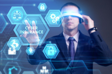 Obraz premium Business, Technology, Internet and network concept. Young businessman working on a virtual screen of the future and sees the inscription: