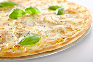 Sweet Dessert Pizza or Brazilian Pizza with Pear, Nuts and Gorgonzola