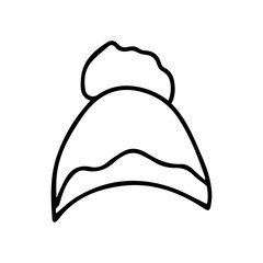 Vector with Warm winter hat in doodle style. Vector hand drawn illustration.