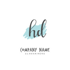 Handwritten initial letter H D HD for identity and logo. Vector logo template with handwriting and signature style.