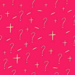 Question mark vector seamless pattern. Hand drawn sketch. FAQ button. Asking questions. Ask for help