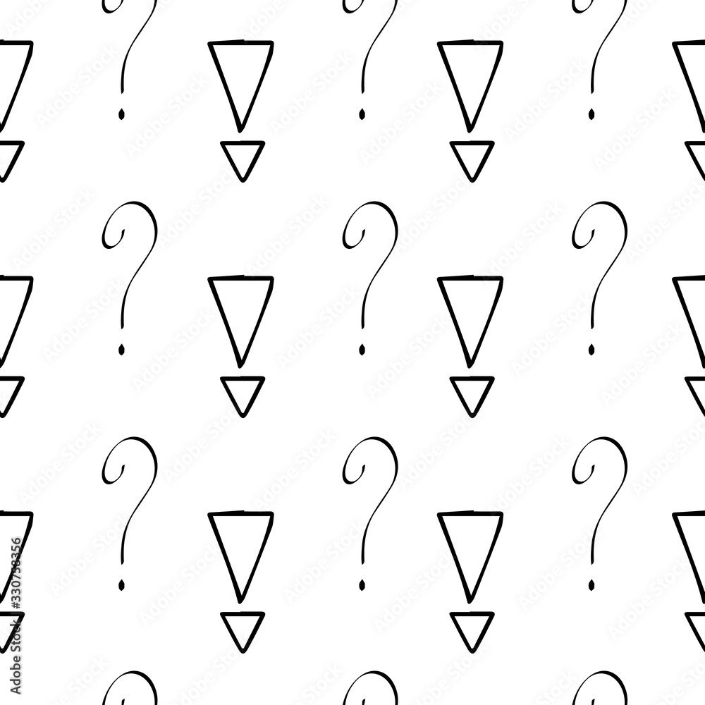 Fototapete question marks and exclamation mark seamless pattern. vector sketch question marks and exclamation m