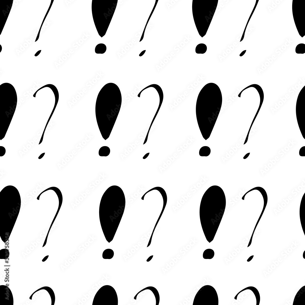 Fototapete question marks and exclamation mark seamless pattern. vector sketch question marks and exclamation m