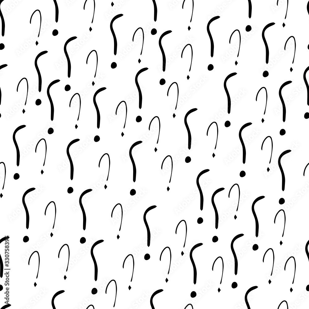 Fototapete question marks and exclamation mark seamless pattern. vector sketch question marks and exclamation m