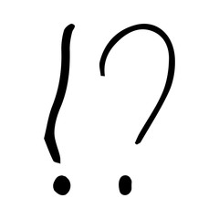 Vector illustration Hand drawn question mark and exclamation point. Question mark and exclamation point isolated on white.