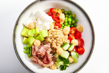 Couscous with beef and cut vegetables