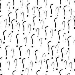 Question marks and exclamation mark seamless pattern. Vector sketch question marks and exclamation mark background