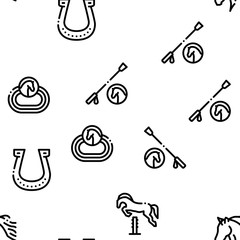 Equestrian Animal Seamless Pattern Vector Thin Line. Illustrations