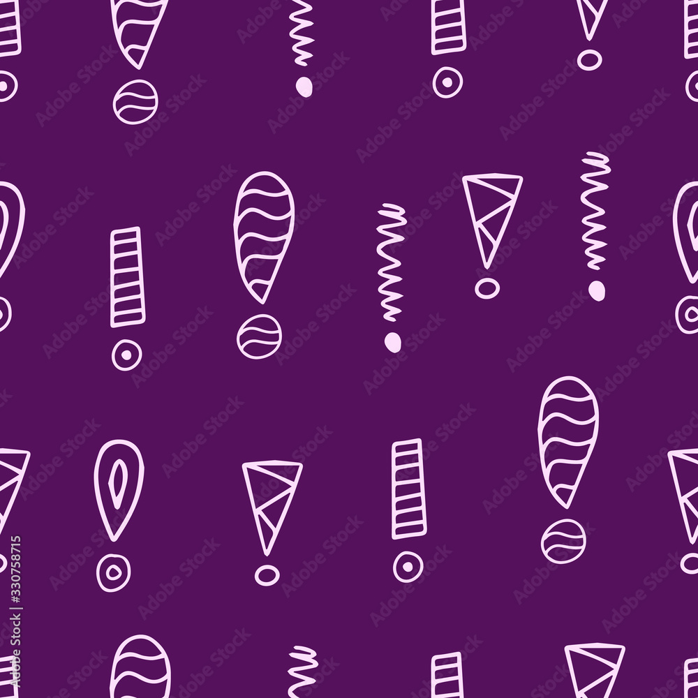 Poster exclamation mark seamless pattern. hand drawn vector elements.vector sketch question marks backgroun