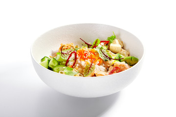 Poke with shrimp, avocado and seasonings