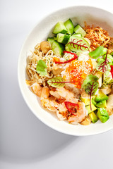 Poke with shrimp, avocado and seasonings