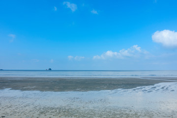 beautiful scene, tropical sea and beach with blue sky background
