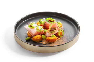 Salmon and cheese croquettes closeup view