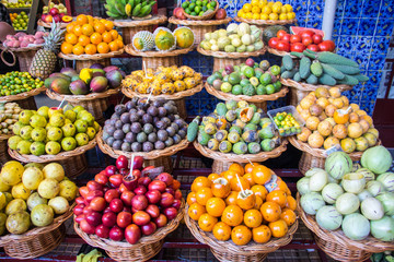 Fototapeta na wymiar Fruit market in funchal at the island of madeira