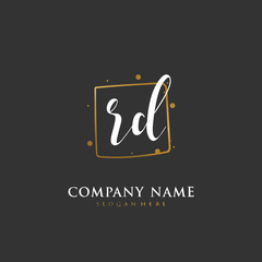 Handwritten initial letter R D RD for identity and logo. Vector logo template with handwriting and signature style.