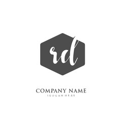 Handwritten initial letter R D RD for identity and logo. Vector logo template with handwriting and signature style.