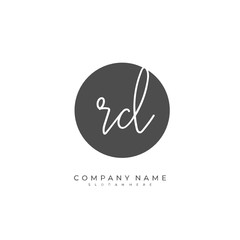 Handwritten initial letter R D RD for identity and logo. Vector logo template with handwriting and signature style.