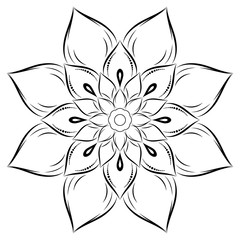 Circle flower of mandala with vintage floral style, Vector mandala Oriental pattern, Hand drawn decorative element. Unique design with petal flower. Concept relax and meditation use for page logo book