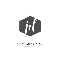 Handwritten initial letter J D JD for identity and logo. Vector logo template with handwriting and signature style.