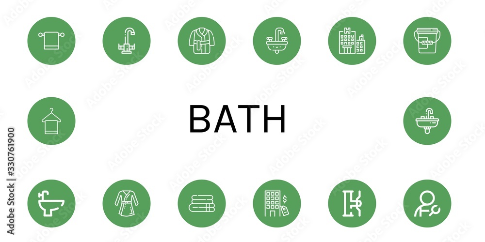 Poster bath icon set