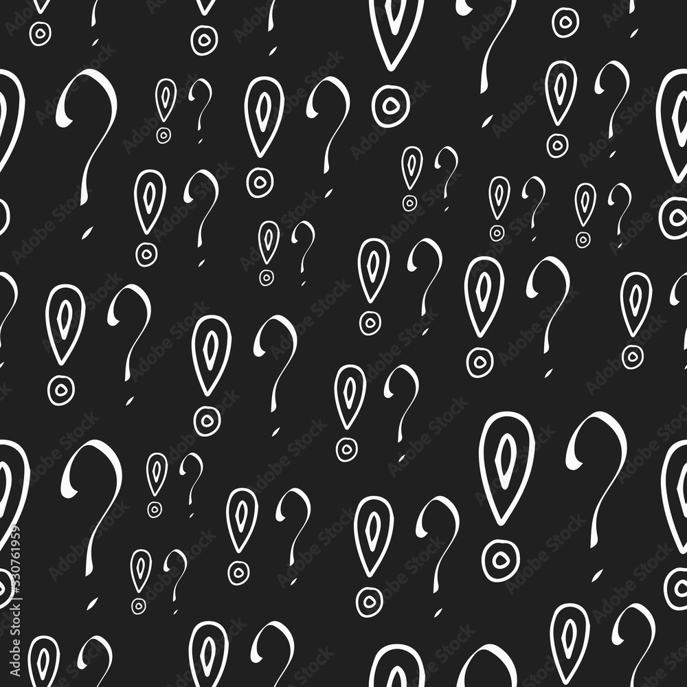 Fototapete question marks and exclamation mark seamless pattern. vector sketch question marks and exclamation m