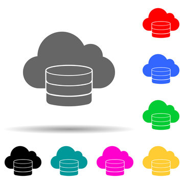 Cloud Database Multi Color Style Icon. Simple Glyph, Flat Vector Of Web Development Icons For Ui And Ux, Website Or Mobile Application