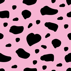 Cow skin texture, spot repeated seamless pattern Vector. Animal print dalmatian dog stains.