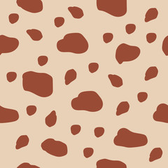 Cow skin texture, spot repeated seamless pattern Vector. Animal print dalmatian dog stains.