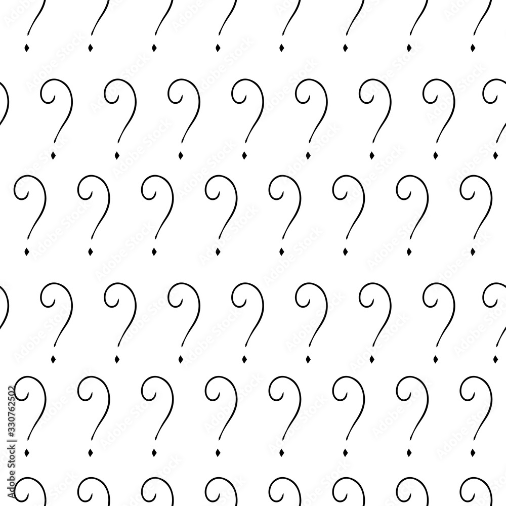 Poster question mark vector seamless pattern. hand drawn sketch. faq button. asking questions. ask for help