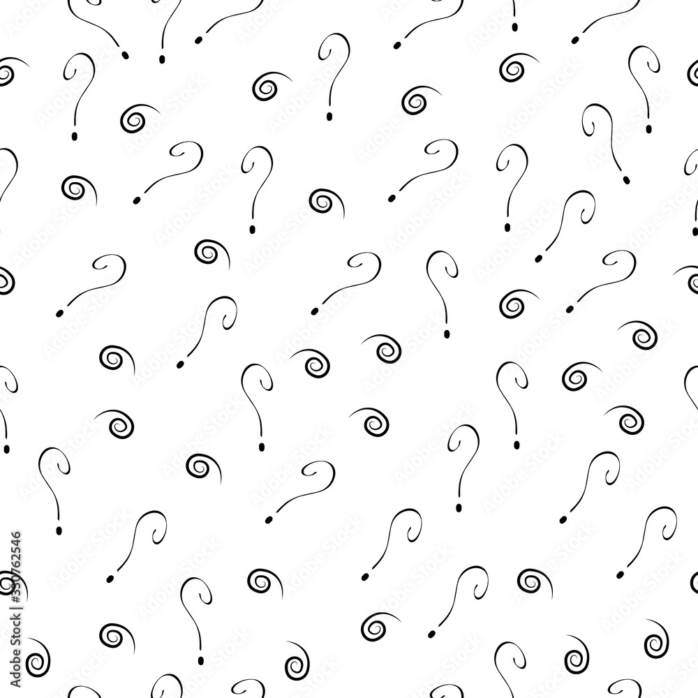 Poster question mark vector seamless pattern. hand drawn sketch. faq button. asking questions. ask for help