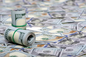  dollars in roll on money background