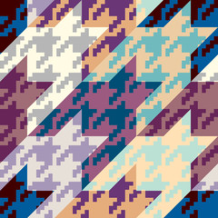Classic Hounds-tooth pattern in a patchwork collage style.